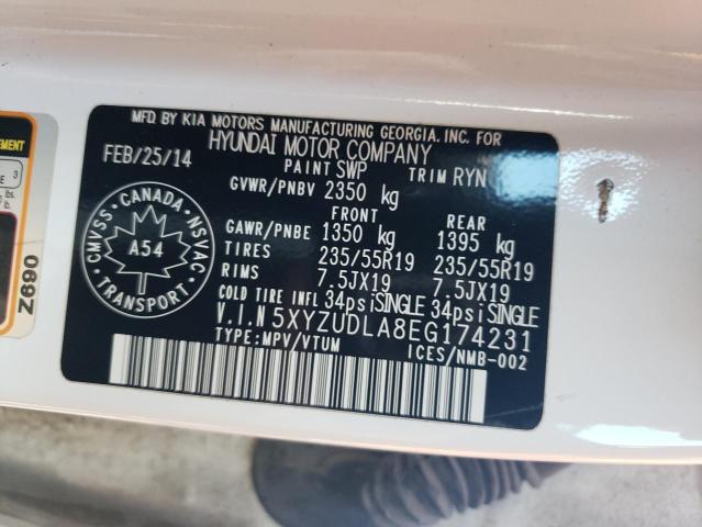 5XYZUDLA8EG174231 - 2014 HYUNDAI SANTA FE S WHITE photo 13