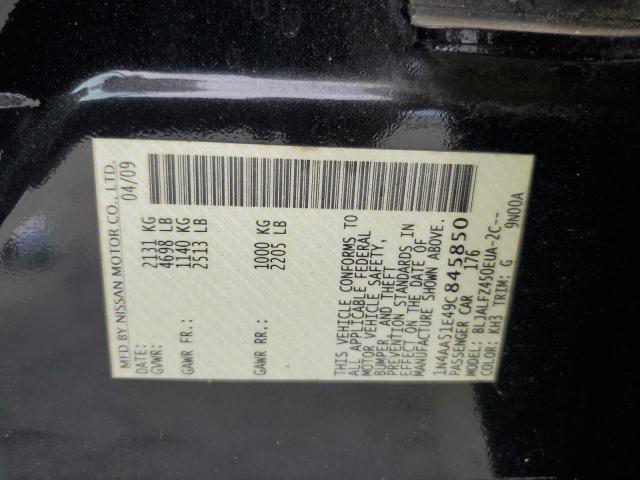 1N4AA51E49C845850 - 2009 NISSAN MAXIMA S შავი ფოტო 12