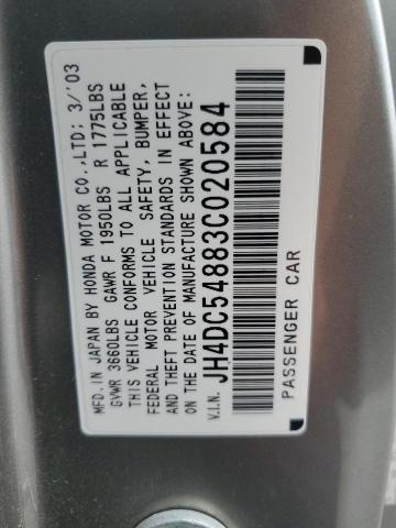 JH4DC54883C020584 - 2003 ACURA RSX Сұр фото 12