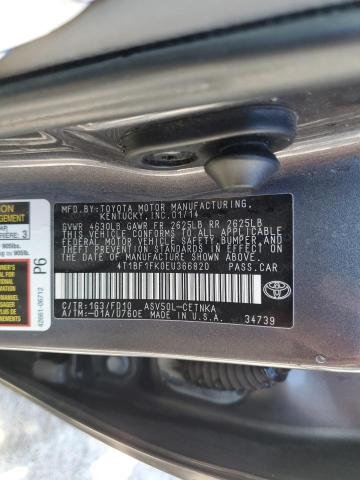 4T1BF1FK0EU366820 - 2014 TOYOTA CAMRY L 灰色 照片 12