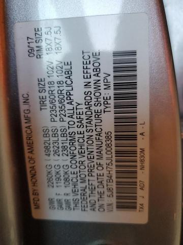 5J8TB4H75JL008385 - 2018 ACURA RDX ADVANCE SILVER photo 13