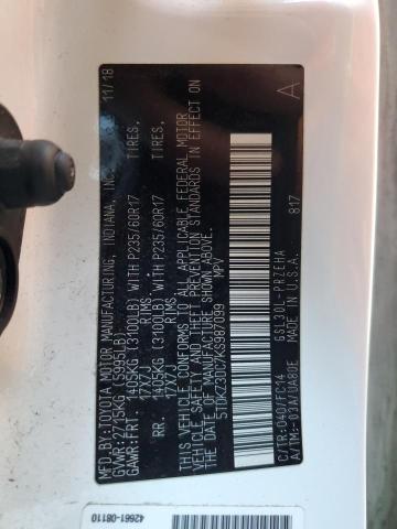 5TDKZ3DC7KS987099 - 2019 TOYOTA SIENNA LE Սպիտակ լուսանկար 13