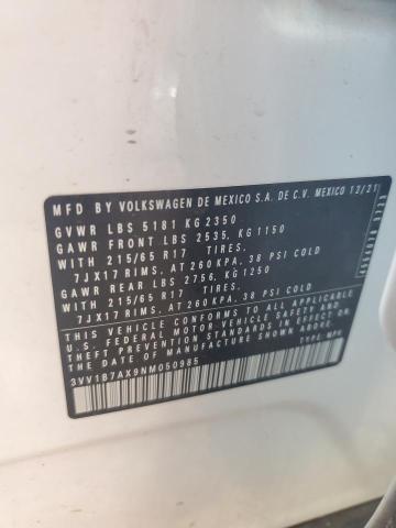 3VV1B7AX9NM050985 - 2022 VOLKSWAGEN TIGUAN S 白色 照片 13