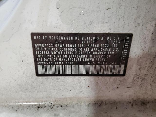 3VWC57BU0LM101903 - 2020 VOLKSWAGEN JETTA S 白色 照片 12