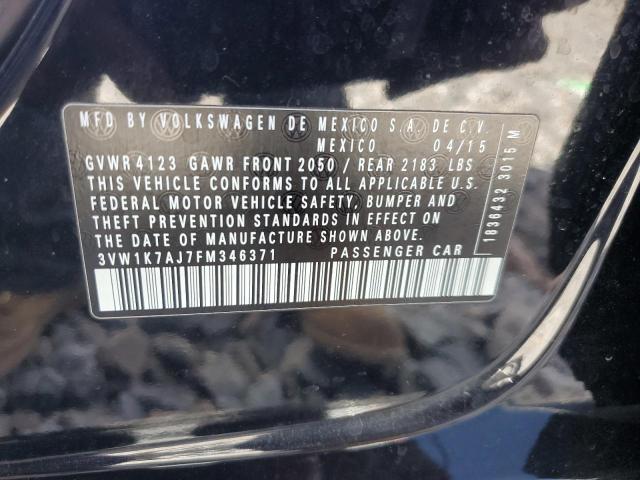 3VW1K7AJ7FM346371 - 2015 VOLKSWAGEN JETTA BASE BLACK photo 12
