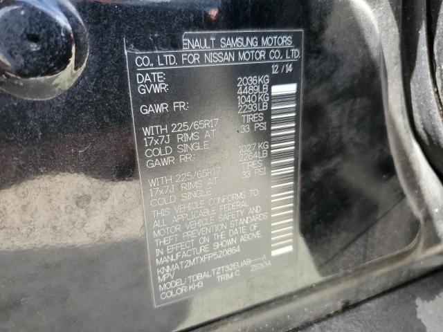 KNMAT2MTXFP520864 - 2015 NISSAN ROGUE S შავი ფოტო 14