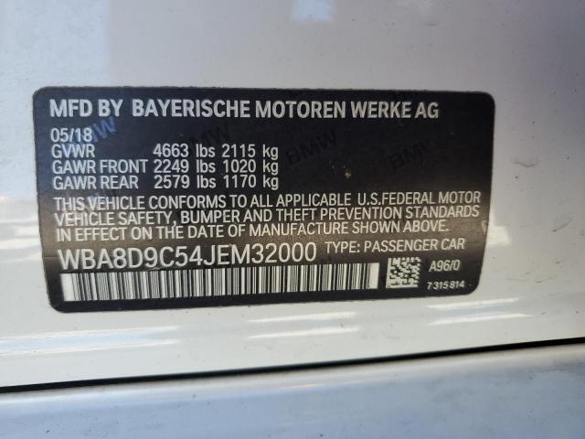 WBA8D9C54JEM32000 - 2018 BMW 330 XI WHITE photo 12