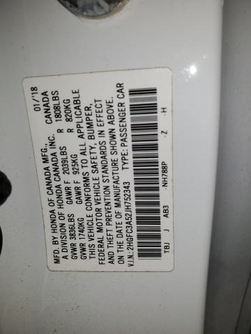 2HGFC3A52JH752343 - 2018 HONDA CIVIC SI أبيض صورة 12