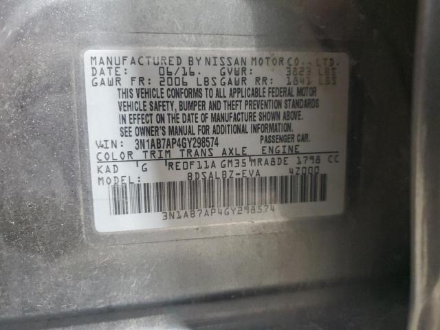 3N1AB7AP4GY298574 - 2016 NISSAN SENTRA S CHARCOAL photo 12