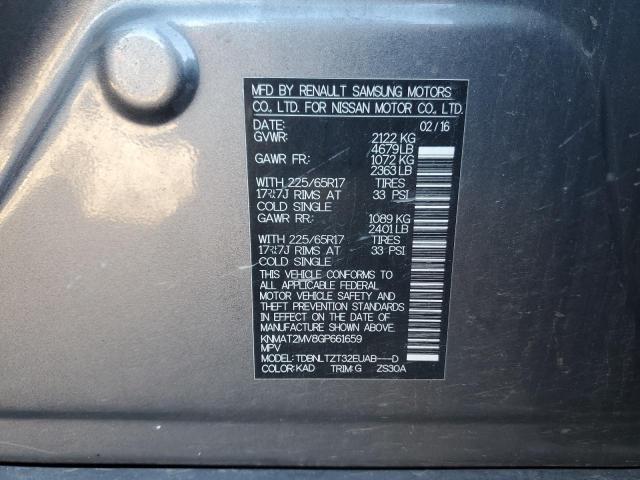 KNMAT2MV8GP661659 - 2016 NISSAN ROGUE S ნაცრისფერი ფოტო 13