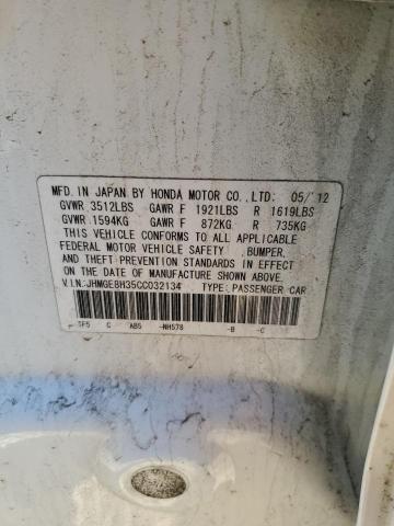 JHMGE8H35CC032134 - 2012 HONDA FIT WHITE photo 13