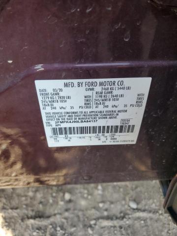 2FMPK4J90LBA84137 - 2020 FORD EDGE SEL BURGUNDY photo 13