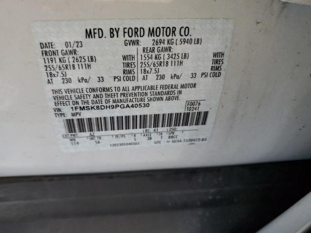 1FMSK8DH9PGA40530 - 2023 FORD EXPLORER XLT თეთრი ფოტო 13