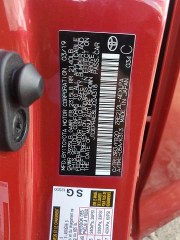 JTDEPRAE8LJ024318 - 2020 TOYOTA COROLLA LE RED photo 12