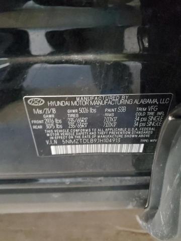 5NMZTDLB9JH104913 - 2018 HYUNDAI SANTA FE S შავი ფოტო 13