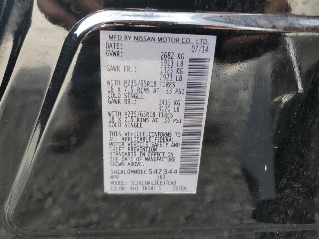 5N1AL0MM0EC547344 - 2014 INFINITI QX60 BLACK photo 13