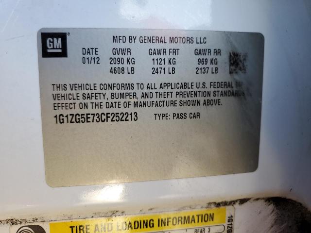 1G1ZG5E73CF252213 - 2012 CHEVROLET MALIBU LTZ Ақ фото 13