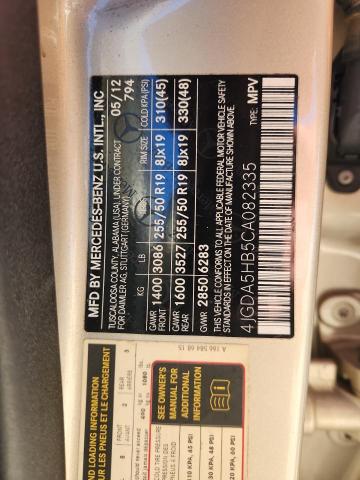 4JGDA5HB5CA082335 - 2012 MERCEDES-BENZ ML 350 4MATIC GOLD photo 13