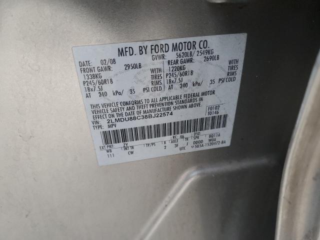 2LMDU88C38BJ22574 - 2008 LINCOLN MKX GRAY photo 13