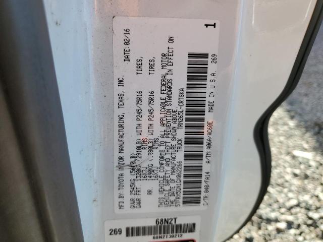 5TFRX5GN1GX062266 - 2016 TOYOTA TACOMA ACCESS CAB WHITE photo 12