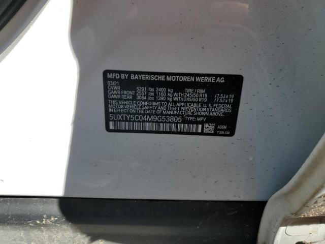5UXTY5C04M9G53805 - 2021 BMW X3 XDRIVE30I WHITE photo 12