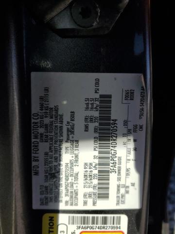 3FA6P0G74DR270594 - 2013 FORD FUSION S 灰色 照片 13