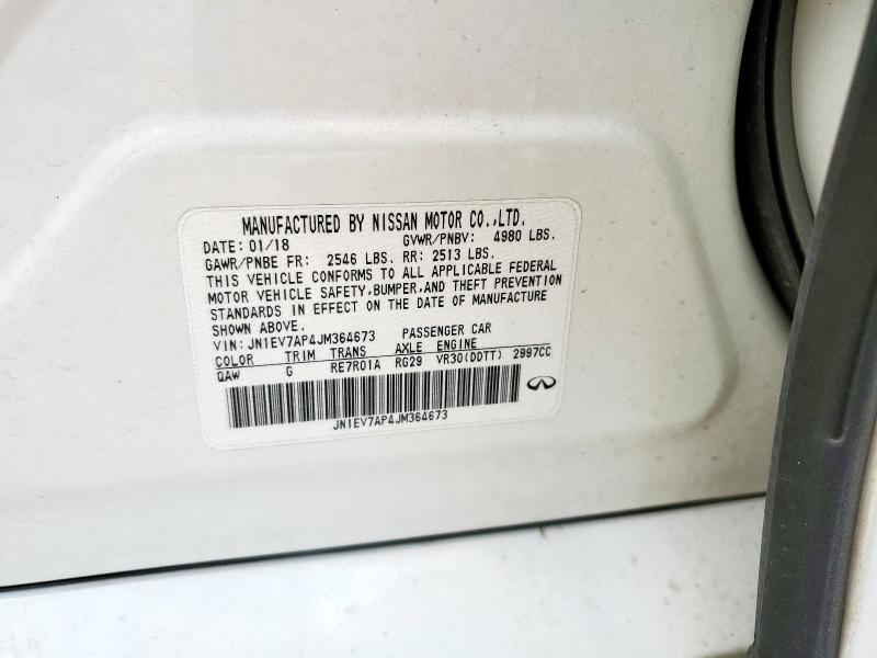 JN1EV7AP4JM364673 - 2018 INFINITI Q50 LUXE WHITE photo 13