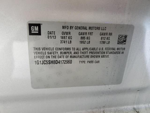 1G1JC5SH8D4172960 - 2013 CHEVROLET SONIC LT Srebrny zdjęcie 12