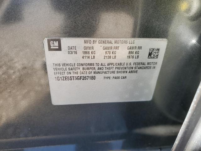 1G1ZE5ST5GF267180 - 2016 CHEVROLET MALIBU LT 灰色 照片 12