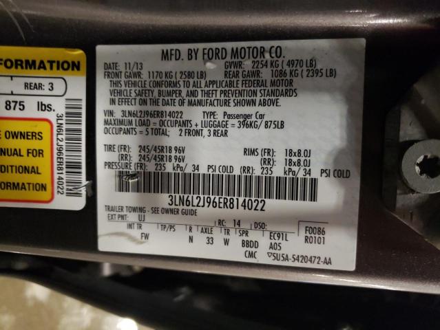 3LN6L2J96ER814022 - 2014 LINCOLN MKZ GRAY photo 12