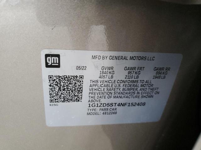 1G1ZD5ST4NF152408 - 2022 CHEVROLET MALIBU LT 灰色 照片 12