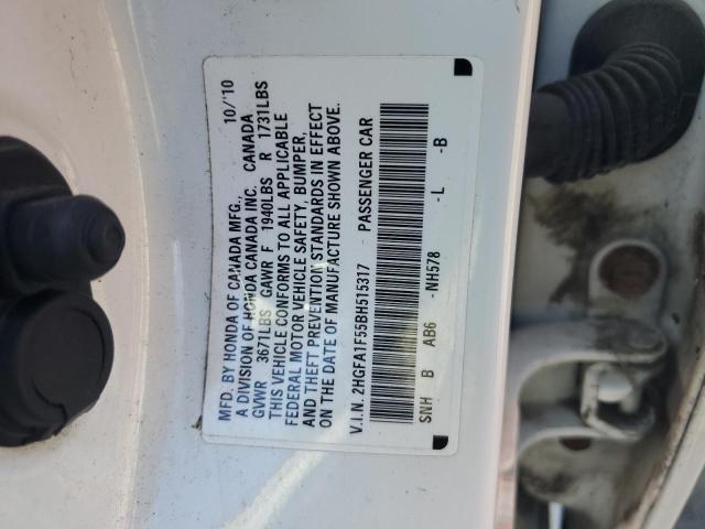 2HGFA1F55BH515317 - 2011 HONDA CIVIC LX 白色 照片 12