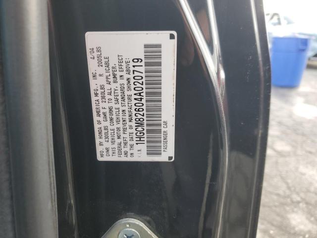 1HGCM82604A020719 - 2004 HONDA ACCORD EX Noir photo 12