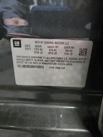 1G1JB5SG0H4150919 - 2017 CHEVROLET SONIC LS GRAY photo 12