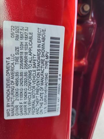 5J6RW1H51NA015940 - 2022 HONDA CR-V EX RED photo 14