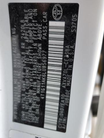 4T1G11AK6LU856977 - 2020 TOYOTA CAMRY SE WHITE photo 12