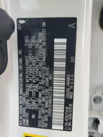 5TDZK3EH8BS037363 - 2011 TOYOTA HIGHLANDER BASE Ақ фото 13