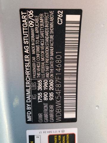 WDBWK54F87F146801 - 2007 MERCEDES-BENZ SLK 280 Gümüş foto 12