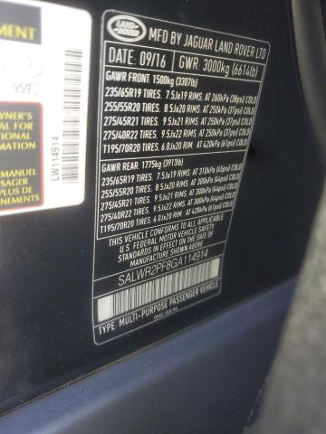 SALWR2PF8GA114914 - 2016 LAND ROVER RANGE ROVE HSE BLACK photo 12