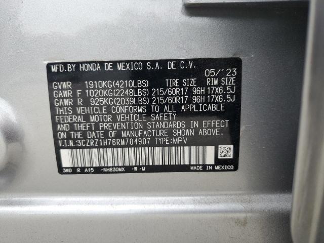 3CZRZ1H76RM704907 - 2024 HONDA HR-V EXL 银色 照片 12