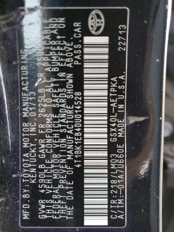 4T1BK1EB4DU014528 - 2013 TOYOTA AVALON BASE BLACK photo 12