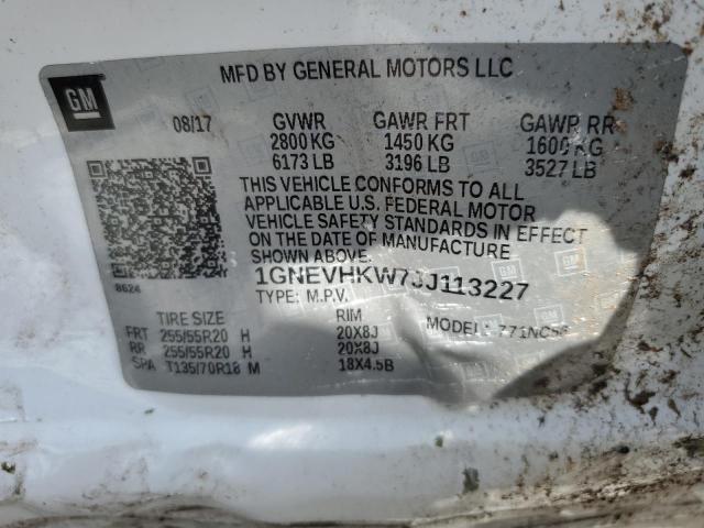 1GNEVHKW7JJ113227 - 2018 CHEVROLET TRAVERSE LT WHITE photo 14