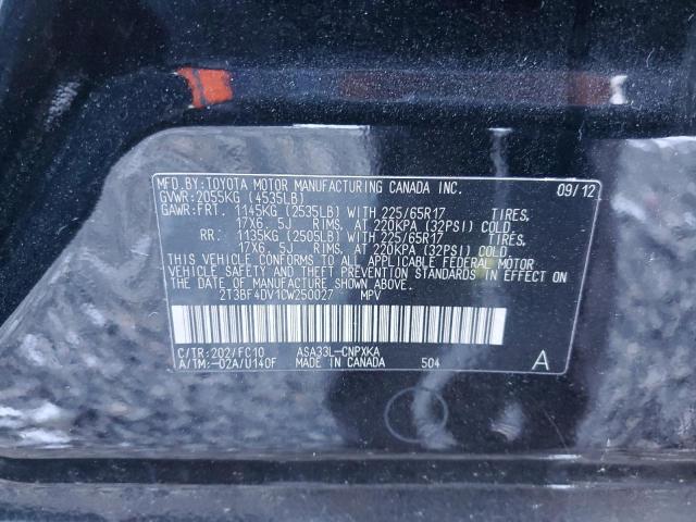 2T3BF4DV1CW250027 - 2012 TOYOTA RAV4 BLACK photo 13