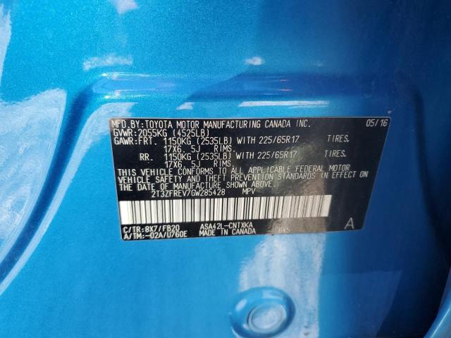 2T3ZFREV7GW285428 - 2016 TOYOTA RAV4 LE أزرق صورة 13