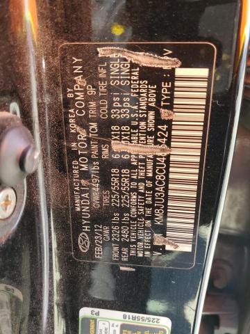 KM8JU3AC8CU486424 - 2012 HYUNDAI TUCSON GLS Czarny zdjęcie 13