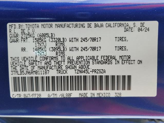 3TMLB5JN6RM011187 - 2024 TOYOTA TACOMA DOUBLE CAB Azul foto 13