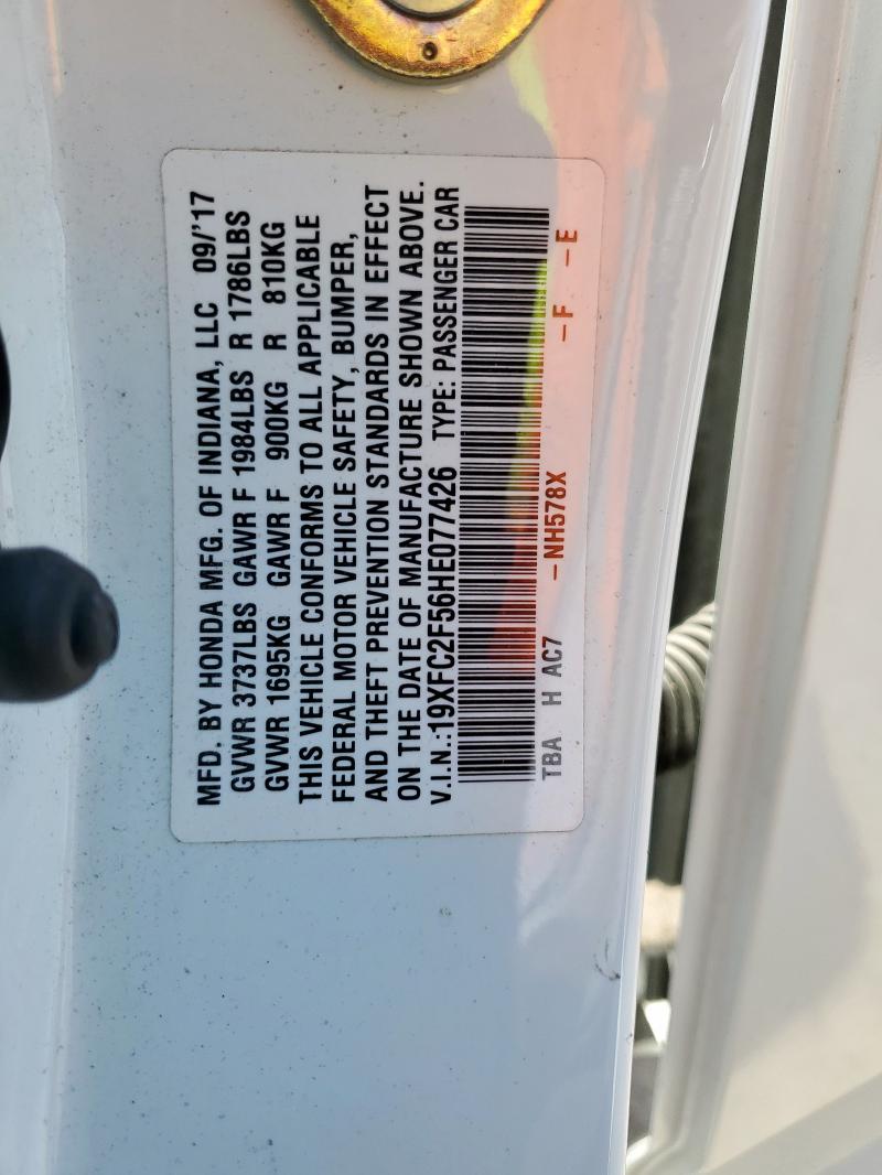 19XFC2F56HE077426 - 2017 HONDA CIVIC LX WHITE photo 13