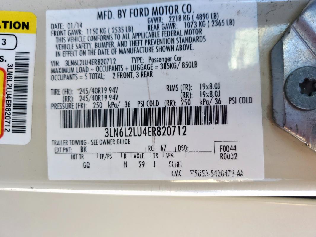 3LN6L2LU4ER820712 - 2014 LINCOLN MKZ HYBRID Beige Foto 12