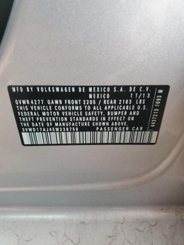 3VWD17AJ4EM238756 - 2014 VOLKSWAGEN JETTA SE 银色 照片 13