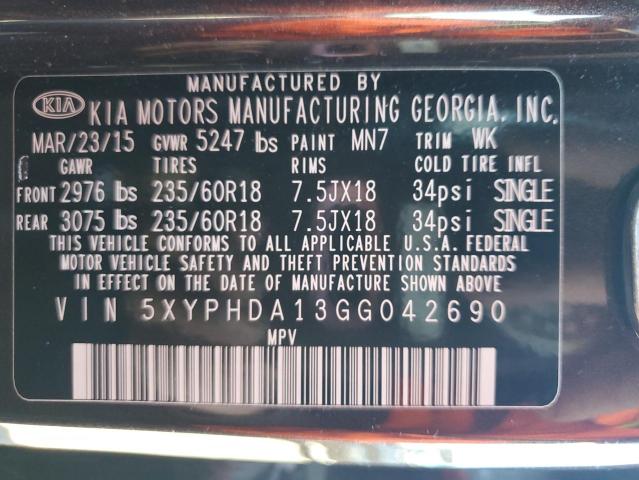 5XYPHDA13GG042690 - 2016 KIA SORENTO EX BROWN photo 13